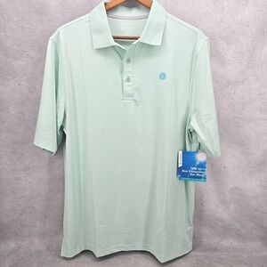 Coolibar Mens Erodym Short Sleeve‎ Polo Shirt Size M Light Green UPF 50+